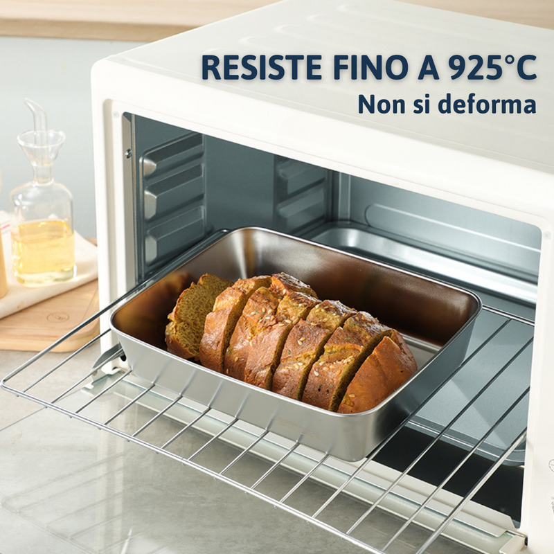 Scatola per la conservazione degli alimenti in acciaio inox 304 (25x20x5 cm)