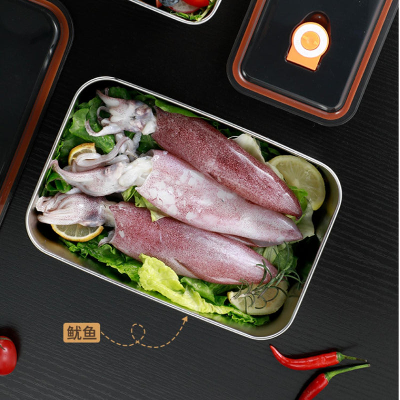 3Pcs/Set Scatole Contenitore Per Alimenti Sottovuoto In Acciaio Inox Di Alta Qualità Con Coperchio Di Aspirazione A Prova Di Perdite