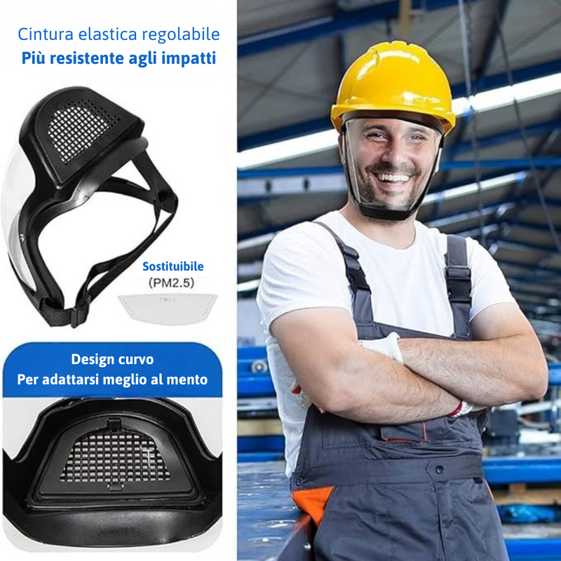La Visiera Protegge Il Viso Dalle Polveri Sottili E Dalla Nebbia