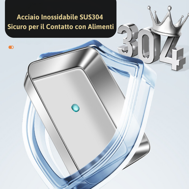 Scatola per la conservazione degli alimenti in acciaio inox 304 (25x20x5 cm)