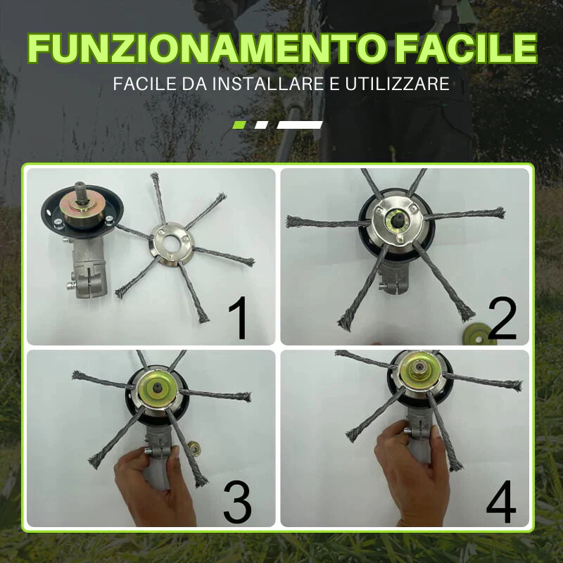 Testa per tosaerba in acciaio