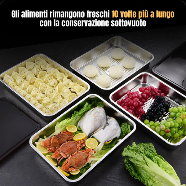 3Pcs/Set Scatole Contenitore Per Alimenti Sottovuoto In Acciaio Inox Di Alta Qualità Con Coperchio Di Aspirazione A Prova Di Perdite