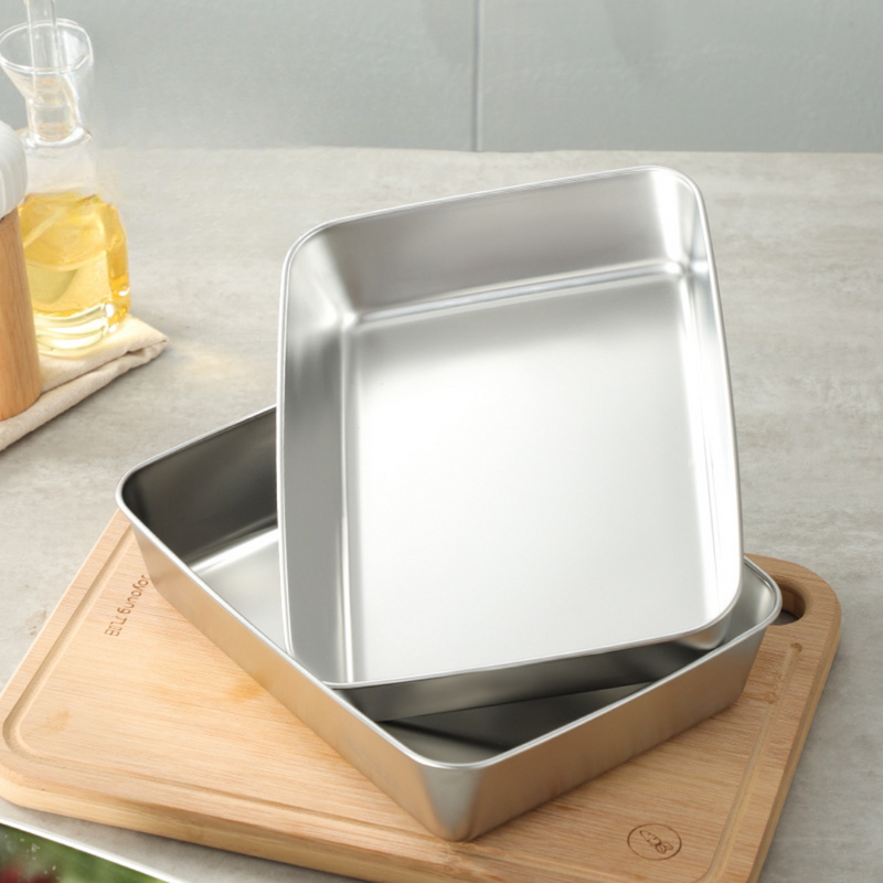 Scatola per la conservazione degli alimenti in acciaio inox 304 (25x20x5 cm)