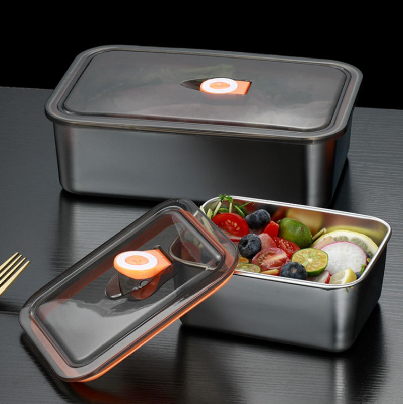 3Pcs/Set Scatole Contenitore Per Alimenti Sottovuoto In Acciaio Inox Di Alta Qualità Con Coperchio Di Aspirazione A Prova Di Perdite